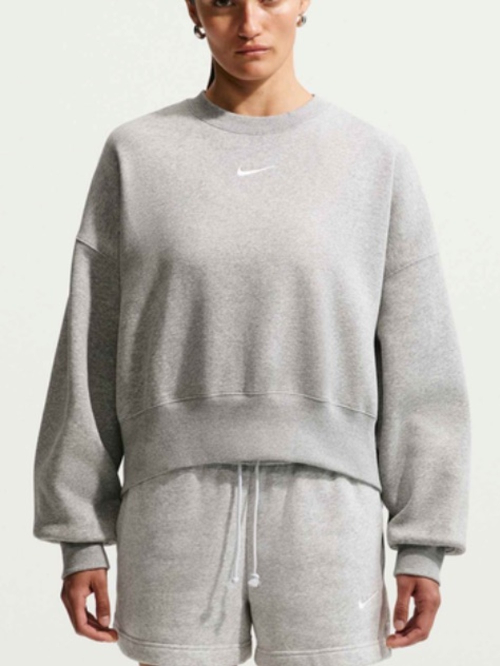 Nike Phoenix Fleece Crew-Neck Sweatshirt in Gray Sz S